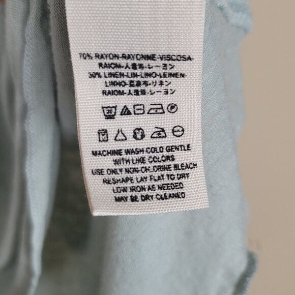 Free People Rayon Linen Bittersweet Cold Shoulder Short Sleeve Top Green Size S - Picture 9 of 10